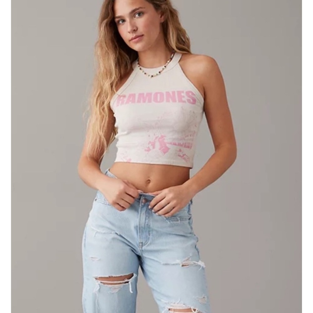 American Eagle AE Band Tee‎ The Ramones Cropped Graphic Tank Top XS